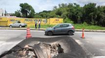 Cratera em marginal da BR-381 preocupa Prefeitura de Betim